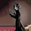 Перчатки без пальцев, сексуальные перчатки, женские искусственные лакированные кожаные длинные перчатки с длинными пальцами, костюм для ночного клуба, перчатки, варежкиL231017
