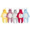 Rompers Winter Baby born Toddler Girls Clothes Rabbit Ear Hooded Jumpsuit infant Costume Fleece Thick boys Romper pajama 230407