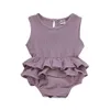 Barboteuses 024M bébé fille vêtements été enfants plissé moulant coton doux bébé sans manches combinaison 230407