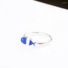 Bagues de cluster Mode Argent Couleur Cuivre Émail Bleu Poisson Ouvert Doigt Pour Femmes Fille Bijoux Cadeau Dropship En Gros