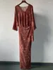 Casual Jurken Top End Dames Vintage Echte Zijde V-hals Gedrukt Wikkelstijl Vastgebonden Lange Jurk Elegante Dame Vleermuismouwen Slim Fit Maxi