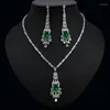 Ketting oorbellen set hibride aankomst geel kubieke zirkonia 2pcs en oorbel sets vierkante vorm vrouwen bruids bruiloft sieraden n-82