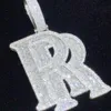 Custom Pass Diamond Tester Iced Out Vvs Moissanite Jewelry Hip Hop Letter Baguette Pendant Alphabet "r" Necklace for Men