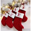 Weihnachtsdekorationen, 18 x 14 cm, gestrickte Strümpfe, Socken, rote Schneeflocke, Alphabet mit 26 Buchstaben, Weihnachtsbaum-Anhänger, Ornamente für Familienfeiertage, Otocn