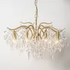 American Pastoral LED Pendant Lighs Light Luxury Crystal Bedroom Living Room Tak Chandelier Interior Dekoration Glansiga lampor