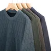 Suéter masculino de veludo acolchoado, base de meia gola alta, gola redonda, quente, solto, casual, camisa de fundo masculina
