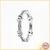 جديد 925 Sterling Silver Heart Cushion Logo Rings Rings Series Ladies Pandora Ring Ring