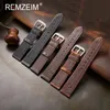 Assista Bandas Retro Genuine Leather Strap Oil Wax Descoloração Couro Watchband 1819 20 2122mm Alta Qualidade Business Watch Band 231108