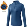 Damen Herbst Und Winter Plus Samt Sport Langarm High Bomb Tight Lauftraining Shirts Fitness Yoga Kleidung Stehkragen Pullover Lu-38