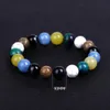 Natural Stone 8/10mm Howlite Aquamarine Black Onyx Mixed Beaded Couples Bracelet For Women Men Yoga Jewelry