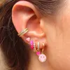Boucles d'oreilles créoles bijoux fantaisie coeur coloré émail cristal pour femmes breloque CZ cercle géométrique Cartilage Huggie