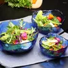 Bowls Japanese Hammer Pattern Gold Rimmed Glass Salad Bowl Nordic Style Clear Dessert Plate Ramen Large