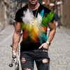 Mens Tshirts Summer Speckled Tie Dye Pattern Tshirt Top 3D Clothes Street Hip Hop Fashion Oneck Overdimased Casual Sports Shirt 230407
