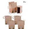 Present Wrap 5/10pcs Christmas Kraft Paper Boxes House Shape With Ropes Candy Bags Packaging Box For Navidad Kids Year