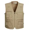 Gilets pour hommes Summer Zipper Voyages Gilet en maille respirante L-5XL Pographer Weskit Veste mince sans manches avec de nombreuses poches en gros