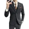 Ternos masculinos Blazers Blazer Colete Calças Moda Masculina Negócios Cavalheiro Casual Versão Coreana Slim Vestido de Noiva Banquete Conjunto de 3 peças S-7XL 231109