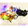 Party Masks Italy Ny stil led Venedig Glänsande blinkande prinsessa maskans sida plätering spetsig blommor lysande maskerad droppe deliv dhyvm