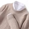 سترات الصوفية للرجال بالإضافة إلى حجم M-5XL O-Neck Cashmere Pullover Solid Solid Solid Darm Darm Winter Shirthirt