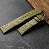 Bekijk banden handgemaakte avocado groene lederen horlogeband 20 22 mm zachte crocodile armband vintage stijl mannen snel release