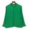 Damesblouses 2023 Stijl Vintage Comfortabel Damesoverhemd Katoen Linnen Chinese Folk Elegante Dame Blouse Tops Zwart Groen Wit