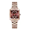 High End Fashion Square Ladies Rose Gold Inlaid Diamond Watch Two Needle Half Movement Tiktok Live Broadcast Popular Online