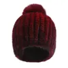 Шапка-бини/шапка с черепом, женская меховая шапка, зимняя вязаная шапка из меха норки с шариком из лисьего меха, теплая 231108