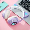 Oreilles de chat mignon casque Bluetooth casque de jeu sans fil avec LED clignotante rose stéréo musique écouteurs pour enfants filles cadeau N28