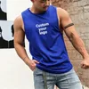 Erkek tank üstleri logonuzu özelleştirin kolsuz fitness t-shirt moda erkek kas antrenmanı antrenman fit en iyi erkek sporları