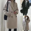 Giacche da donna Trench con lacci da donna con tasche Cappotto con colletto rovesciato in lana con bottoni Cappotto a maniche lunghe per l'autunno inverno