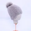 قبعة قبعة/قبعات جمجمة 100 ٪ من Mink Fur Hat Women Winter Winter Mink Fur Beanies Cap مع Fox Fur Pom Poms العلامة