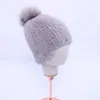 Beanie / Skull Caps 100% Real Mink Fur Hat Mulheres Inverno Malha Mink Fur Beanies Cap com Fox Fur Pom Poms Marca Grosso Feminino Cap Elastic 231108