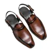 Sandaler Fashion Brand Shoe Men Buckle Strap Dress Shoes Handmade Black Business Men's Size 38-46