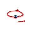 Bracelet 50pcs / lot mode fil rouge chaîne bleu mauvais œil bracelet chanceux corde à la main pour femmes hommes bijoux livraison directe juif Dhgarden Dhly8
