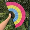 Rainbow Folding Fans LGBT Colorful Hand-Held Fan for Women Men Pride Party Decoration Music Festival Events Dance Rave Supplies DHL