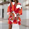 Casual Dresses Womens Short A Line Flare Dress Knot Front Long Sleeve V Neck Tiered Ruffle Swing Color Printed