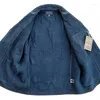 Herrdräkter sashiko kostym blazer indigo blå tjock lös höst vinter vintage jacka