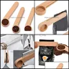 Spoons Flatware Kitchen Dining Bar Home Garden Spoon Wood Coffee Scoop With Bag Clip Tablespoon Solid Beech Wooden Measuring Scoops Ot4Cm