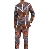 Men's Tracksuits Nigerian Style Long Sleeves Sets Modern Design Print Wedding Groom Suits African Fashion Party Wear