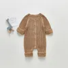 Rompers Baby Clothing Briefing Style Toddler Boys Bodysuit Baby Girls Sticked Single Breast Baby Coat 230407