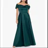 Emerald Green Prom Dress Long Off The Shoulder Satin A-Line Evening Party Wear Fashion Real Image Long Formal Gowns With Bow