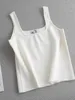 Camisoles Tanks Högkvalitet och unik grundläggande U-hals Summer White Sticked Women's Sexy Sleeveless T-Shirt Retro Top Casual Top 230408