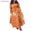 Robes décontractées LKF Tempérament Lace Up Robe de femme africaine imprimée à manches longues 7/4 Banlieue Big Swing