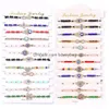 Bracelets de charme 12pcs / Set Turquie Bleu Evil Eye Bracelet Femmes Corde À La Main Chaîne Perles De Cristal Bracelets Fille Anniversaire Bijoux Dhqin