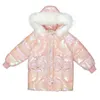 Down Coat Girl Shiny Down Padded Jacket Children's No Wash Cotton Coats Mid-length Winter Clothes 231108