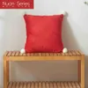 Oreiller rouge couverture noël en peluche taie d'oreiller couleur unie décoratif à la mode jeter pour canapé-lit maison