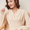 Casual Dresses Autumn and Winter Wool Dress Cool Women's Liten Parfym Sticked V-Neck Long Sleeve Dress 230408