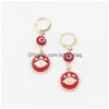 Hoop & Huggie Wholesale Evil Eye Protection Earrings Hie Rhinestone Drop Hoop Valentine Day Mother Gift Drop Delivery Jewelry Earrings Dhuz1