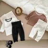 Pajamas 2023 Spring Autumn Baby Boys Pajamas Cotton Dot Long Sleeve Tops High Pertsile Pants Suit Toddler Boys Sleepwars R231108