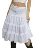 Rokken Dames S Hoge Taille Ruche Minirok Geplooide Laagzoom Effen Kleur Flowy A-lijn Swing Strand Kort