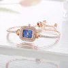 Wristwatches Watch For Women Leisure Fashion Diamond-Encrusted Square Ladies Watches Freely Adjustable Bracelet Womens Reloj Para Mujer